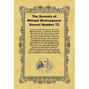   A4 Size Parchment Poster Shakespeare Sonnet Number 72: Home & Kitchen