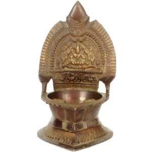  Goddess Gaja Lakshmi Diya (Lamp)   Brass Sculpture