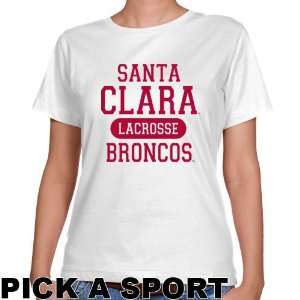  Santa Clara Broncos Ladies White Custom Sport Classic Fit T shirt 