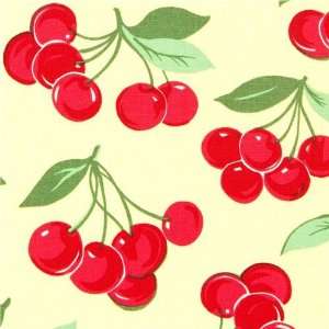 yellow Michael Miller fabric with red cherries: Arts 