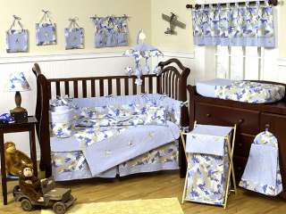 BLUE AND BROWN CAMOUFLAGE BABY BOY CRIB BEDDING SET FOR NEWBORN BY 