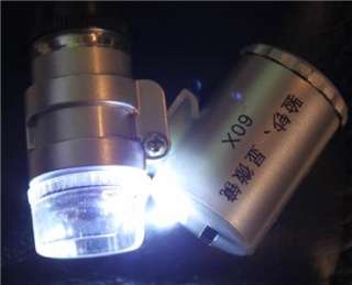 Jeweler LED 60x Magnifier Pocket Microscope Loupe W Ultraviolet 