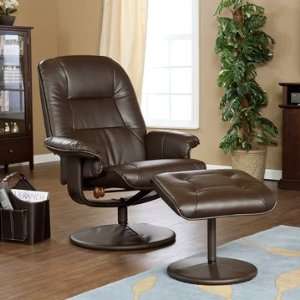  San Antonio Brown Leather Recliner and Ottoman: Home 