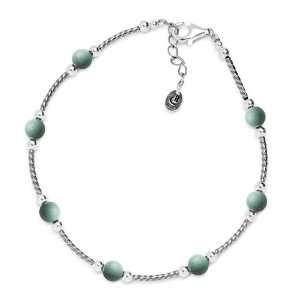  X   Sterling Silver Beaded Turquoise Anklet: Jewelry