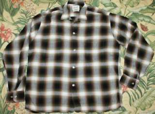 Vtg 50s PENNYES TOWNCRAFT Shadow Plaid LOOP Collar Shirt Medium M 