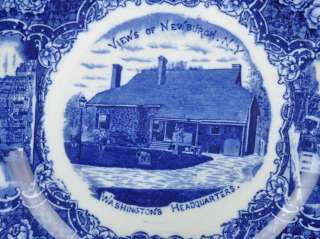 Flow Blue Plate Scenes of Newburgh NY Souvenir Plate ENGLAND  