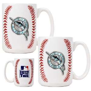  Florida Marlins MLB Ball Ceramic Coffee Mug Set: Kitchen 