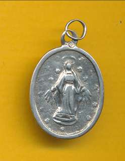 B23) Miraculous Medal antique sterling silver Catholic medal  