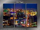 Framed Huge 3 Panel City Skyline Casino Las Vegas  