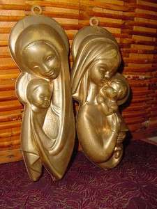 VINTAGE Blow mold MARY & Baby Jesus Madonna CHRISTMAS ORNAMENTS 60s 
