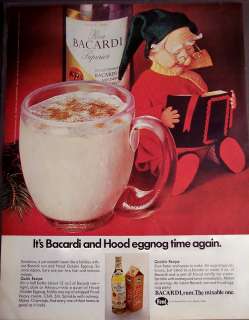 1971 Hood Golden Eggnog & Bacardi Rum holidays ad  