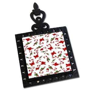  Candy Cane Collage Cast Iron Tile Trivet: Kitchen & Dining