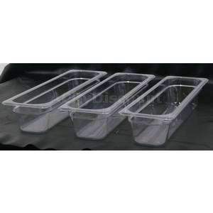 CAMBRO 24LPCW BOX OF 3 1/2 SIZE LONG 4 DEEP CLEAR FOOD PANS  
