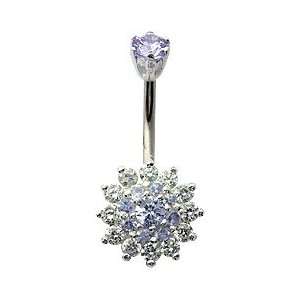 CZ Crystal two tone Flower belly rings by GlitZ JewelZ ?   We use the 