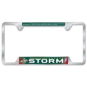  SEATTLE STORM OFFICIAL LOGO METAL LICENSE PLATE FRAME: Sports