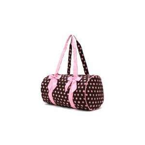  Belvah Brown and Pink Polka Dot Medium Duffle Bag 