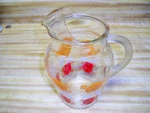 GLASS JUICE PITCHER ORANGES & TOMATOES  