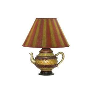  Tolbert Teapot Lamp in Gold & Red Finish