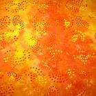 Bali Batik Cotton Fabric Gold & Orange Sunset With Tossed Paisleys Per 