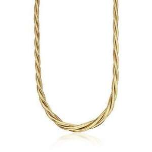  Italian 14kt Yellow Gold Graduated Twisted Flex Necklace Jewelry