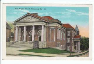 First Baptist Church Richmond Kentucky KY Old Postcard Vintage Madison 