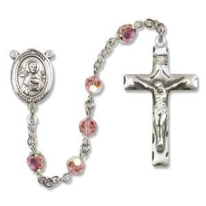  Rosary with Light Rose , 6mm Highest Swarovski Crystal, Austrian Tin 