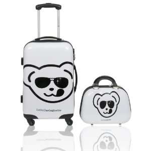   Bear 2 pc set White carry on 19 luggage Spinner Wheels Vanity Case