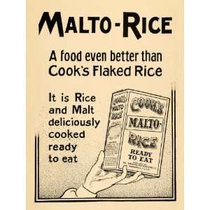   Ad Cooks Malted Rice Better than Flaked Rice Box   Original Print Ad