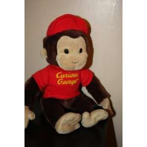  Curious George Stuffed Character Toy Wearing a Red Hat and Shirt 