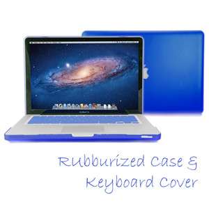 Blue Rubberized see through Macbook Pro Hard Case Cover 13 with 