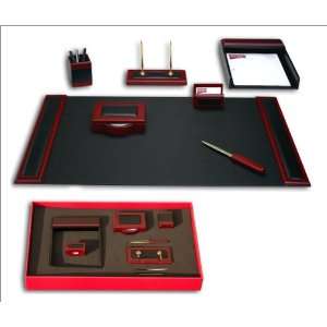    Rosewood & Leather 7Pc Desk Set w/Large Pad