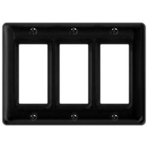  Black Porcelain   3 Rocker Wallplate