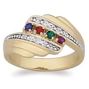   over Sterling Mothers Birthstone and Genuine Diamond Ring: Jewelry