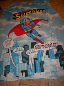VTG SUPERMAN TWIN BED COVERLET TOP SHEET 84 x 61  