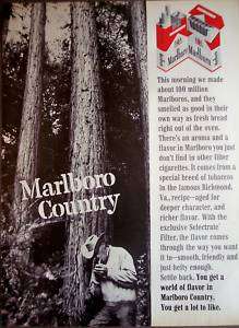 1963 Marlboro Man smoking in the woods Cigarette Ad  