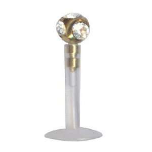   16 Gold Color / Crystal BioFlex Lip Ring / Labret Stud Jewelry