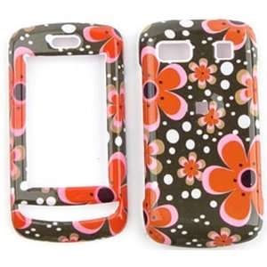 LG Xenon GR500 Red Flowers on Black Hard Case/Cover/Faceplate/Snap On 