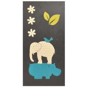  Hand Painted Wall Art   Elephant/ Hippo: Home & Kitchen