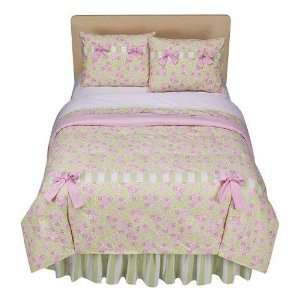   Basket Comforter Set in Pink and Green   Full/Queen