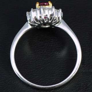   White Gold Natural Top Red Ruby Diamond Ladies Engagement Wedding Ring