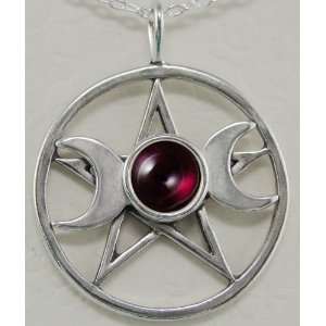  Sterling Silver Triple Goddess Pentacle Accented with a 