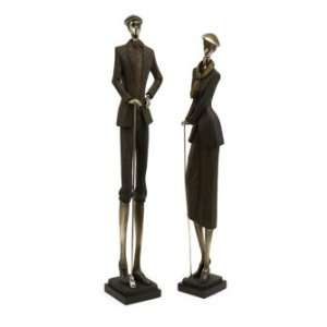   Man And Woman Golf Players Tall And Slender On A Base