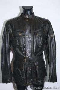 BNWT BELSTAFF NEW PANTHER REPLICA antique black leather jacket man 