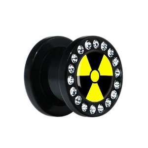   Gauge Acrylic Black and Yellow Radiation Gem Screw Fit Plug: Jewelry