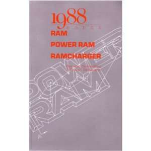  1988 DODGE RAMCHARGER Owners Manual User Guide Automotive