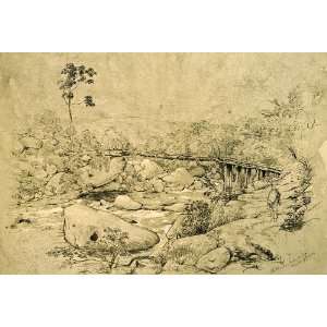   Mark Colombian Log Bridge River Rock   Original Print: Home & Kitchen