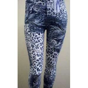  Women Cheetah Design Long Leggings (black/grey/white 