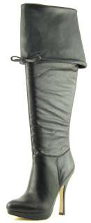 BOUTIQUE 9 MARNIE Black Cuff Womens Over the Knee Partial Zipper Boots 
