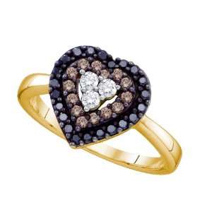   Black and White Heart Diamond Wedding Engagement Bridal Promise Ring