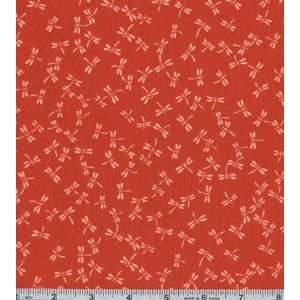  45 Wide Asia Dragonflies Persimmon Fabric By The Yard 